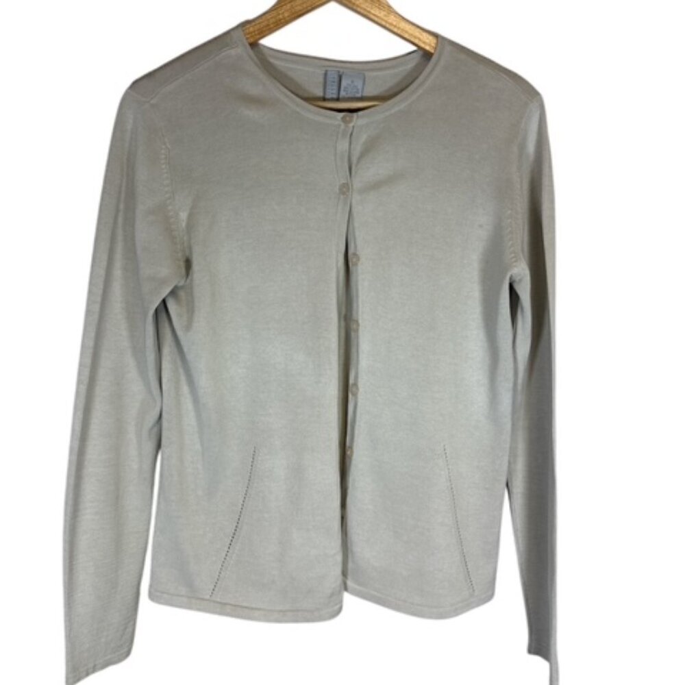 Collection by Cherokee Silk Cardigan Womens Size S Minimalist Quiet Luxury